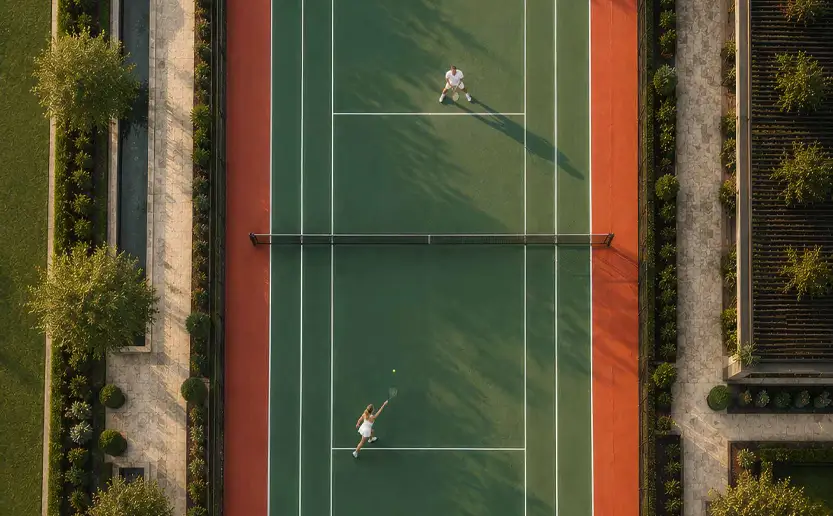 Clubhouse sports courts and landscaped amenities at Regency by the River